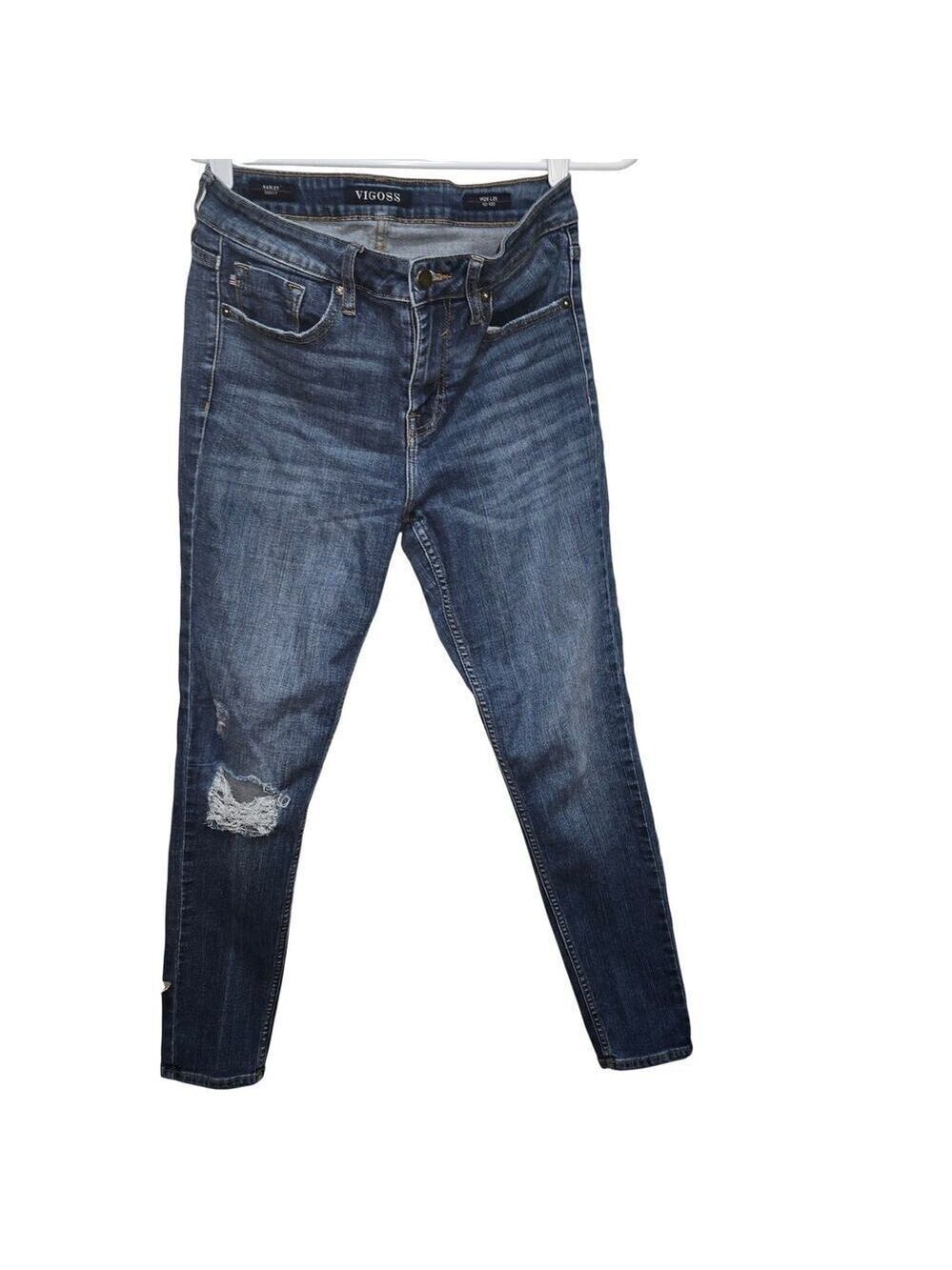 Vigoss Marley Mid Rise Skinny Jeans 28 Distressed Medium Wash